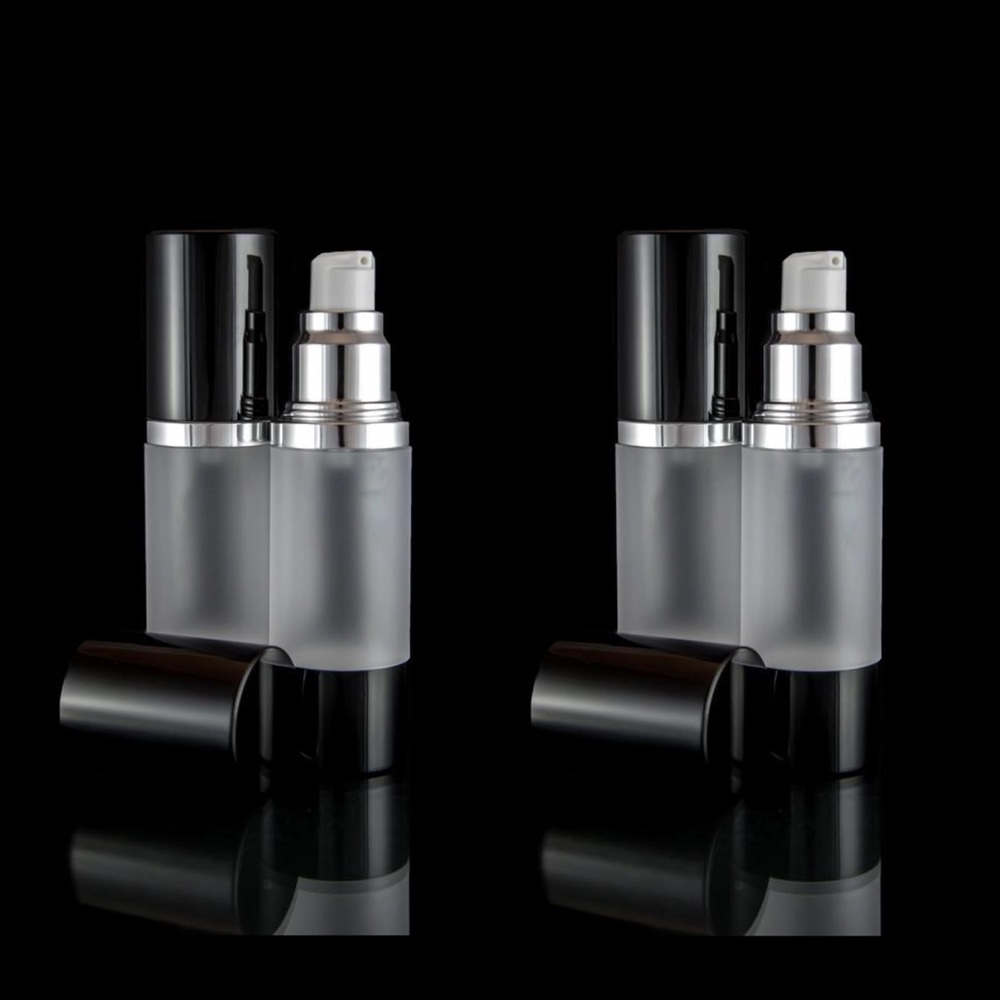 NEW Set of 4 Frosted Airless Pump Bottles Black